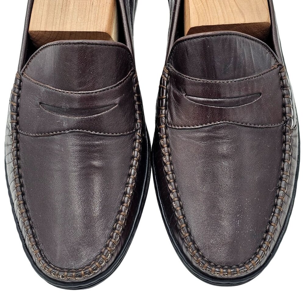 Vintage Bragano Loafers Cole Haan Italy Mens 7 Brown Leather Dress Shoes Loafers - Picture 3 of 13